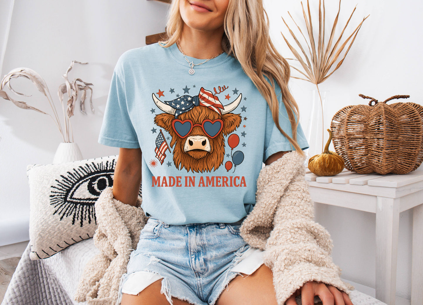 Highland Cow 4th of July Shirt