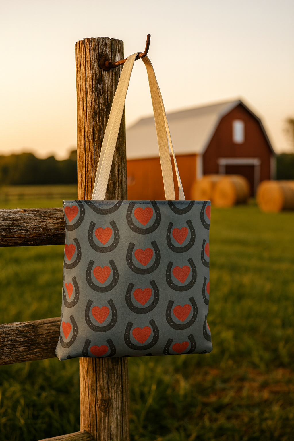 Hooves & Hearts Tote Bag (16" × 16")