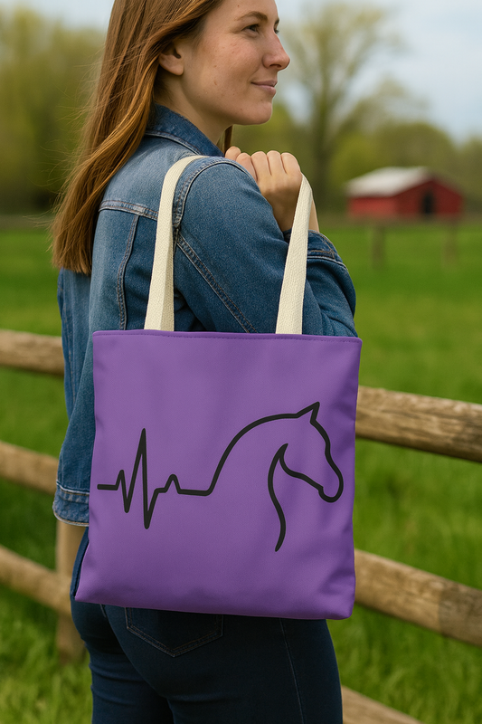 Heartbeat Horse Tote Bag (16" × 16")