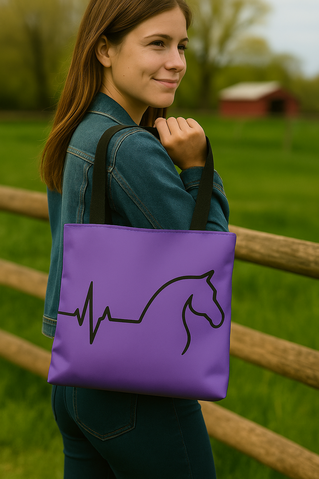 Heartbeat Horse Tote Bag (16" × 16")