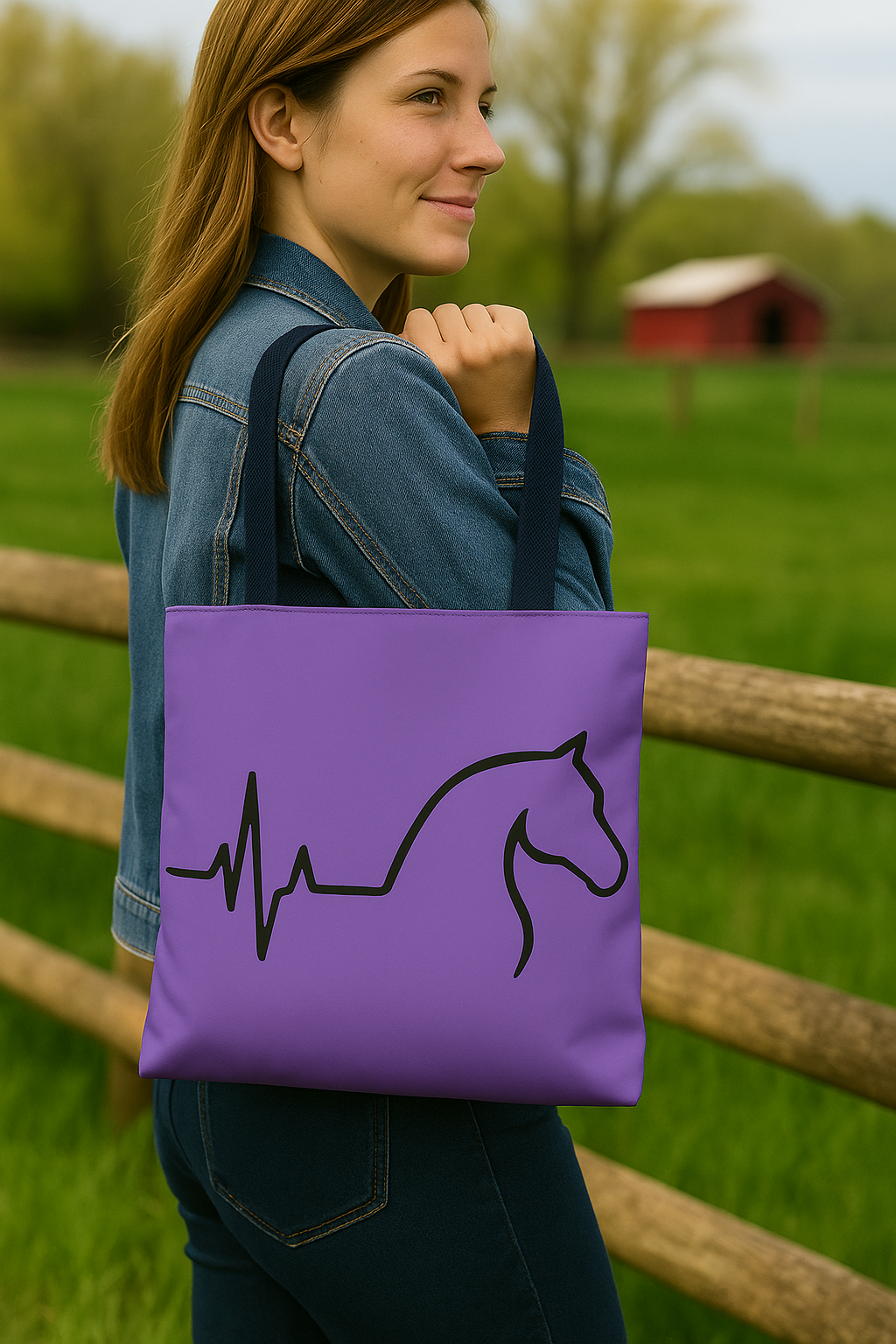 Heartbeat Horse Tote Bag (16" × 16")