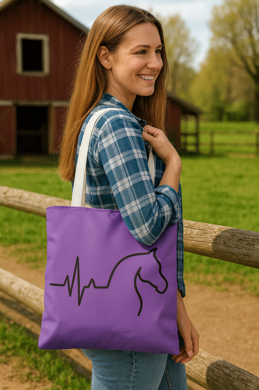 Heartbeat Horse Tote Bag (16" × 16")