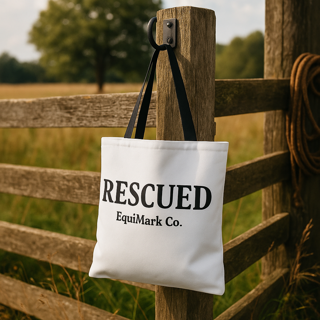 RESCUED Tote Bag – EquiMark Co. (16" × 16")