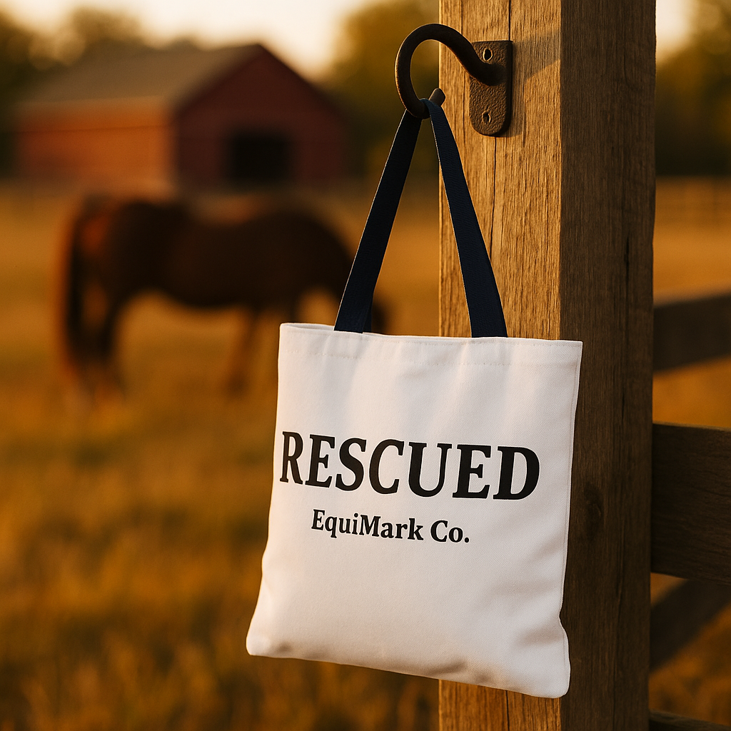 RESCUED Tote Bag – EquiMark Co. (16" × 16")