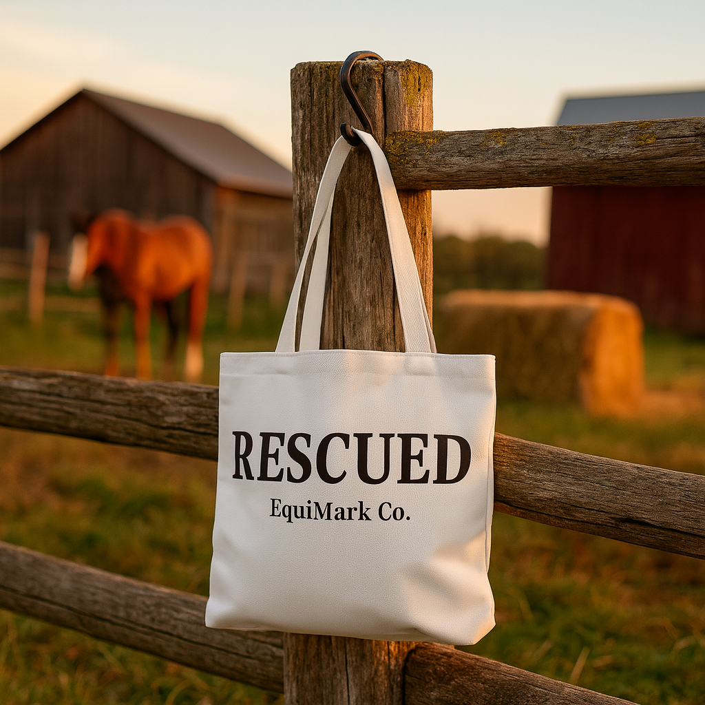 RESCUED Tote Bag – EquiMark Co. (16" × 16")